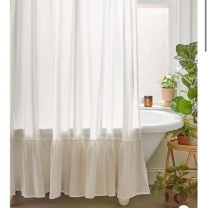 Palmer linen blend ruffler shower curtain